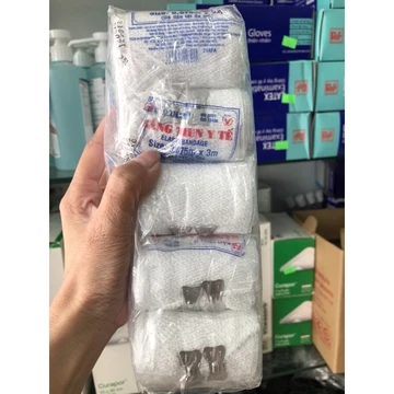(0.75mx3m 2 móc) Cuộn Băng Gạc Co Giãn, băng chun y tế,Băng thun y tế (1 móc, 2 móc - 3 móc, 4 móc) Bảo Thạch