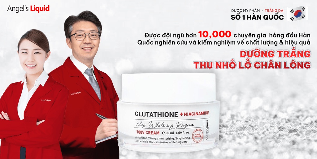 Mô tả Kem Dưỡng Trắng Se Khít Lỗ Chân Lông Angel's Liquid Glutathione +Niacinamide Whitening Cream 50ml - 5