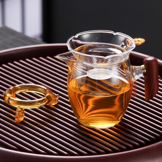 Tống trà thủy tinh chịu nhiệt giá rẻ, có cán gỗ chống nóng, dung tích 300ml