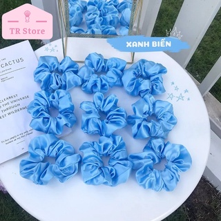 Scrunchies cột tóc màu trơn phi bóng buộc tóc gọn phù hợp mọi lứa tuổi nhiều màu chất liệu Satin bóng đẹp