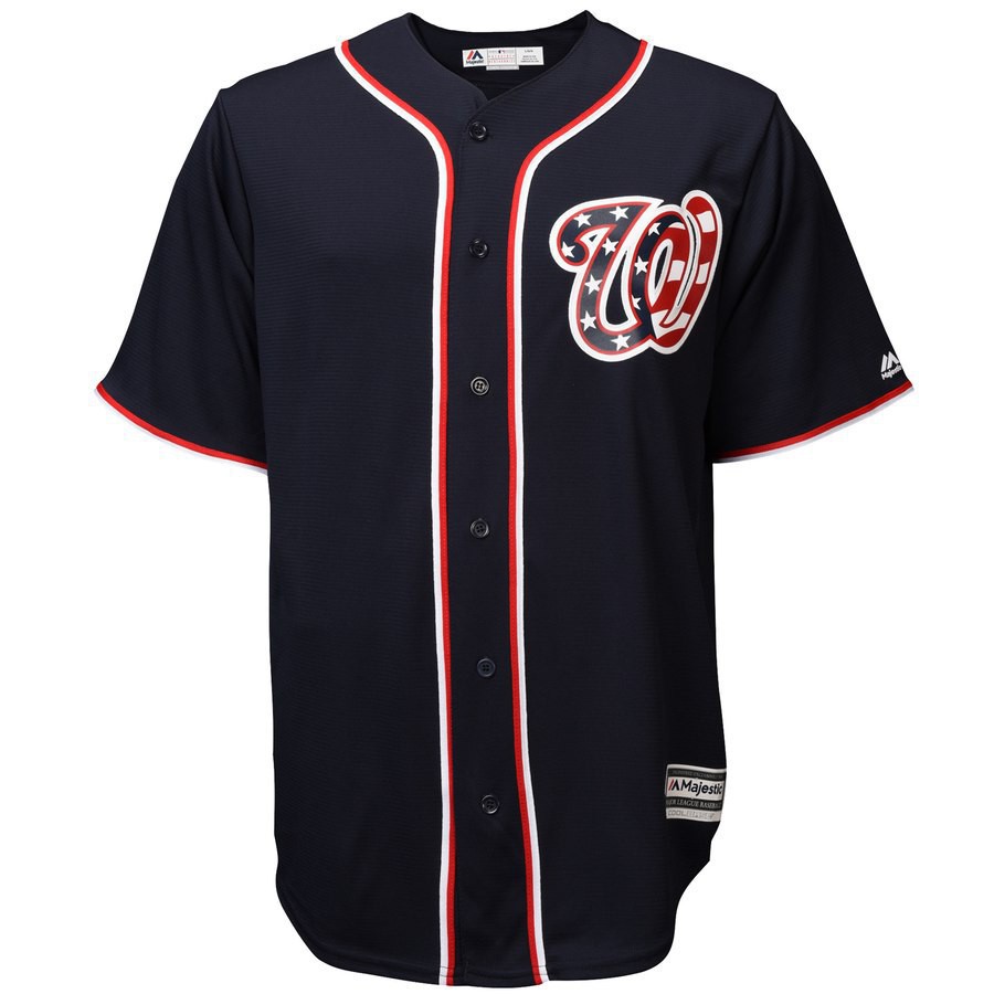 Áo sơ mi bóng chày cổ điển cardiganjersey MLB Washington Nationals, phù hợp unisex plus size