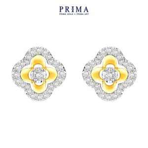 Bông Tai  18K PRIMA GOLD - BST Impression - Hình Cỏ bốn lá - 105E1126