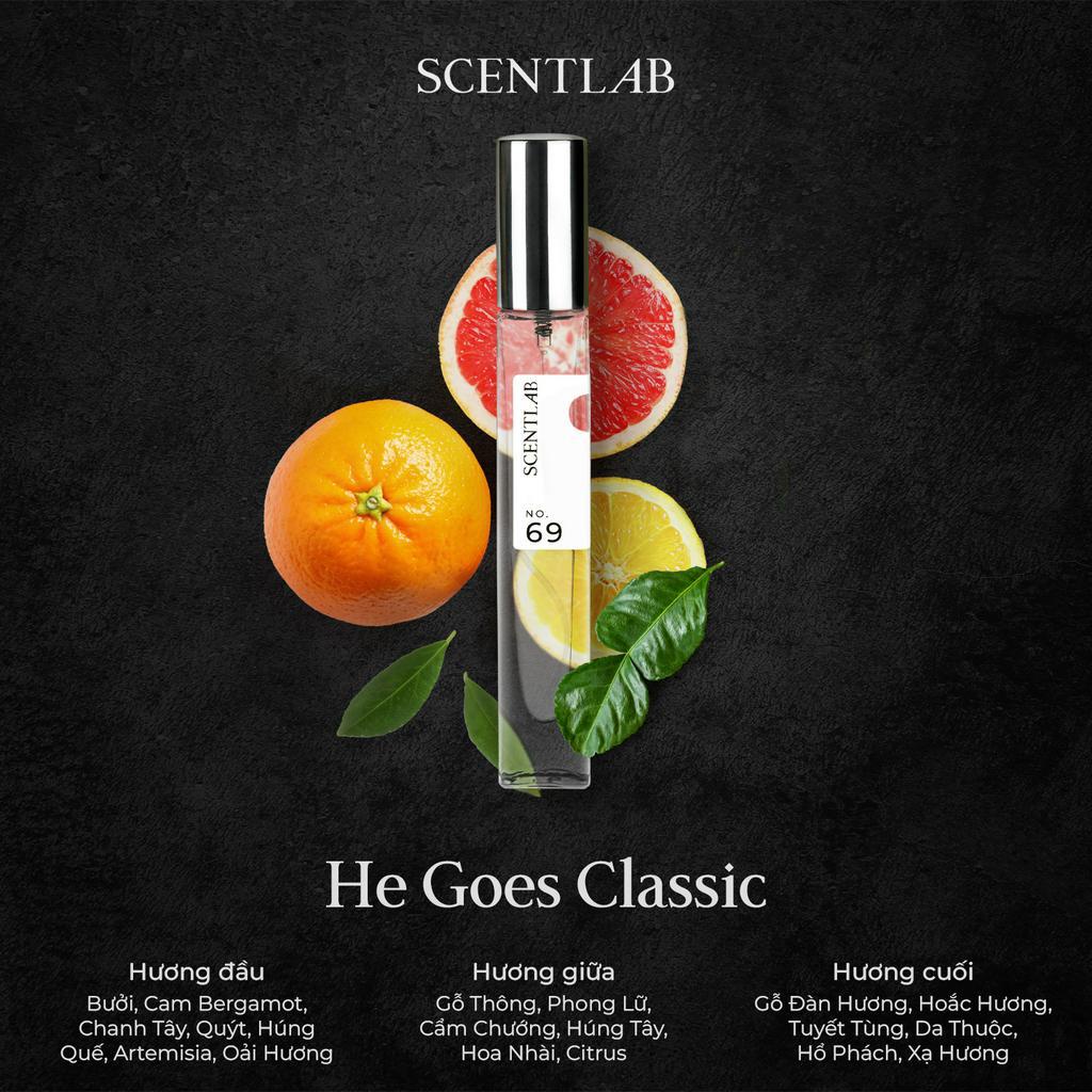 Ảnh Nước hoa nam SCENTLAB No.69 hương citrus He Goes Classic tinh dầu thơm lâu lưu hương 8h nam tính, tươi mát mini 10ml 4