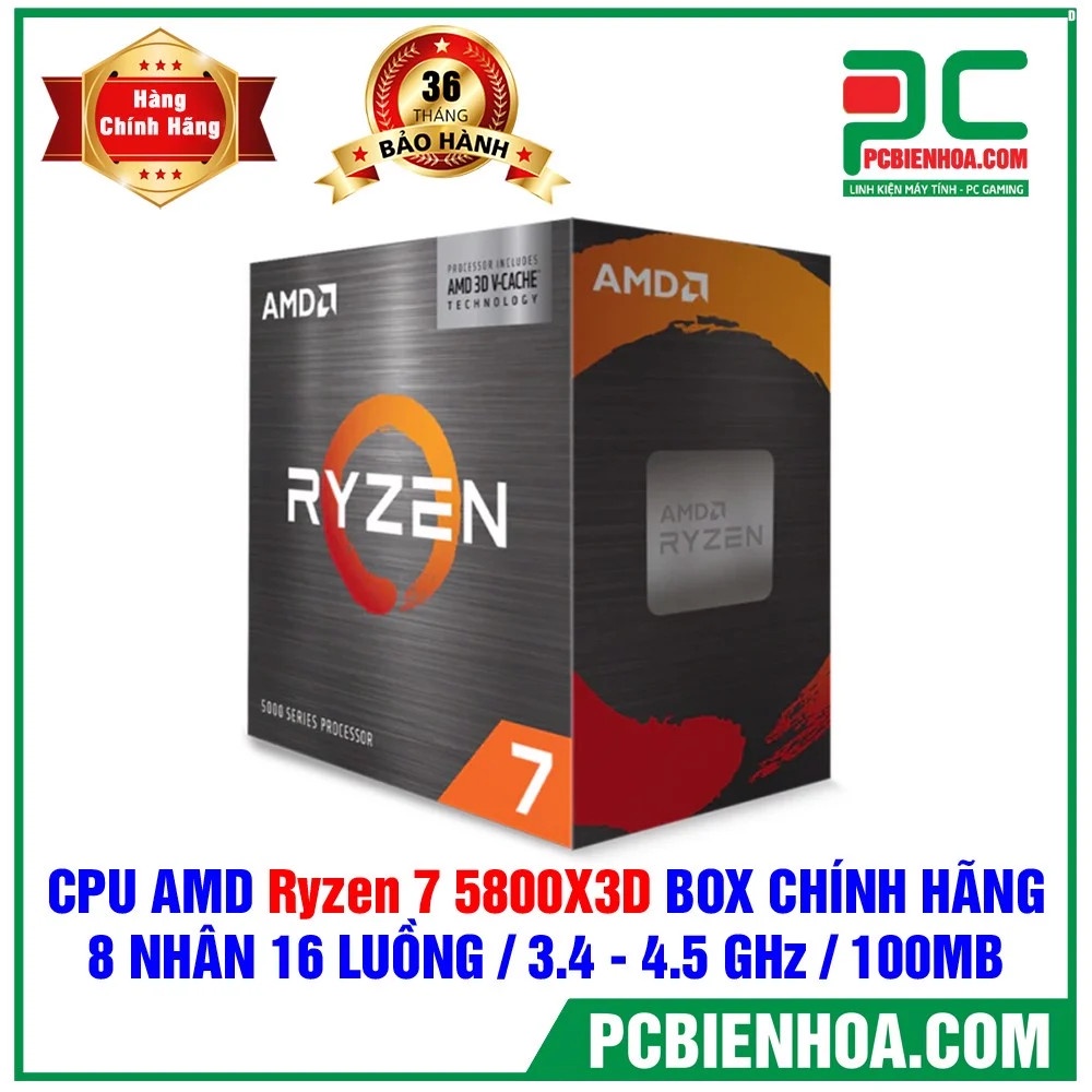 CPU AMD RYZEN 7 5800X3D BOX CHÍNH HÃNG ( 8 NHÂN 16 LUỒNG / 3.4 - 4.5 ...