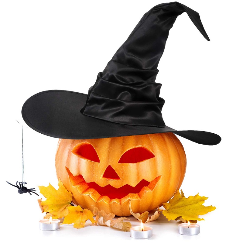 Fashion Black Folds Wizard Hat Halloween Witch Hat Angled Witch Hat Cosplay