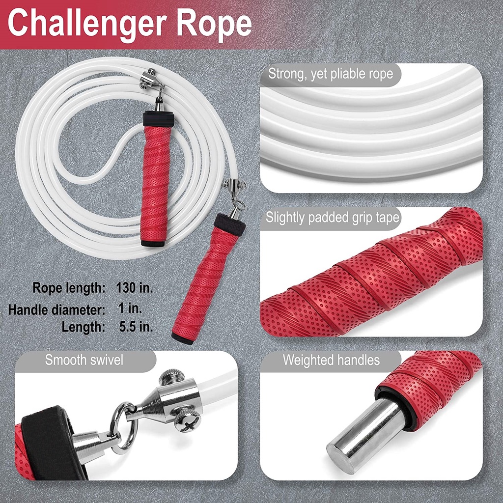 Dây nhảy thể lực TS90, với 2 sợi 8mm, 6mm - SPORTY - có thể điều chỉnh độ dài, dây PCV chống xoắn