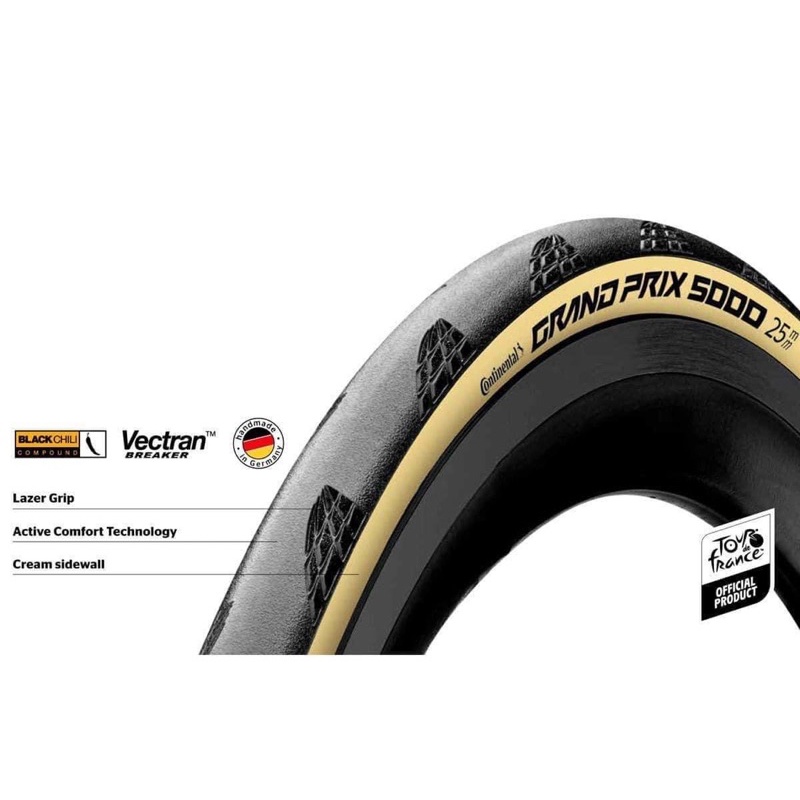 Vỏ Continental GrandPrix 5000 Gấp Hông Màu Kem 700x25c &700x28c (1cái)