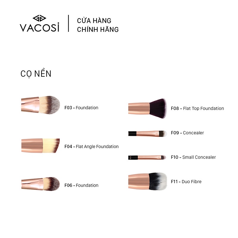 Cọ Tán Kem Nền, Kem Che Khuyết Điểm Chuyên Dụng Cho MakeUp Artist Vacosi Foundation Brush