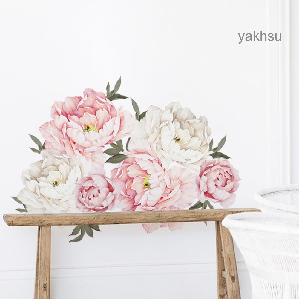 HY.qt.Peony Hoa PVC Dán Tường DIY Nhà Phòng Khách Phòng Ngủ Đề Can Trang Trí