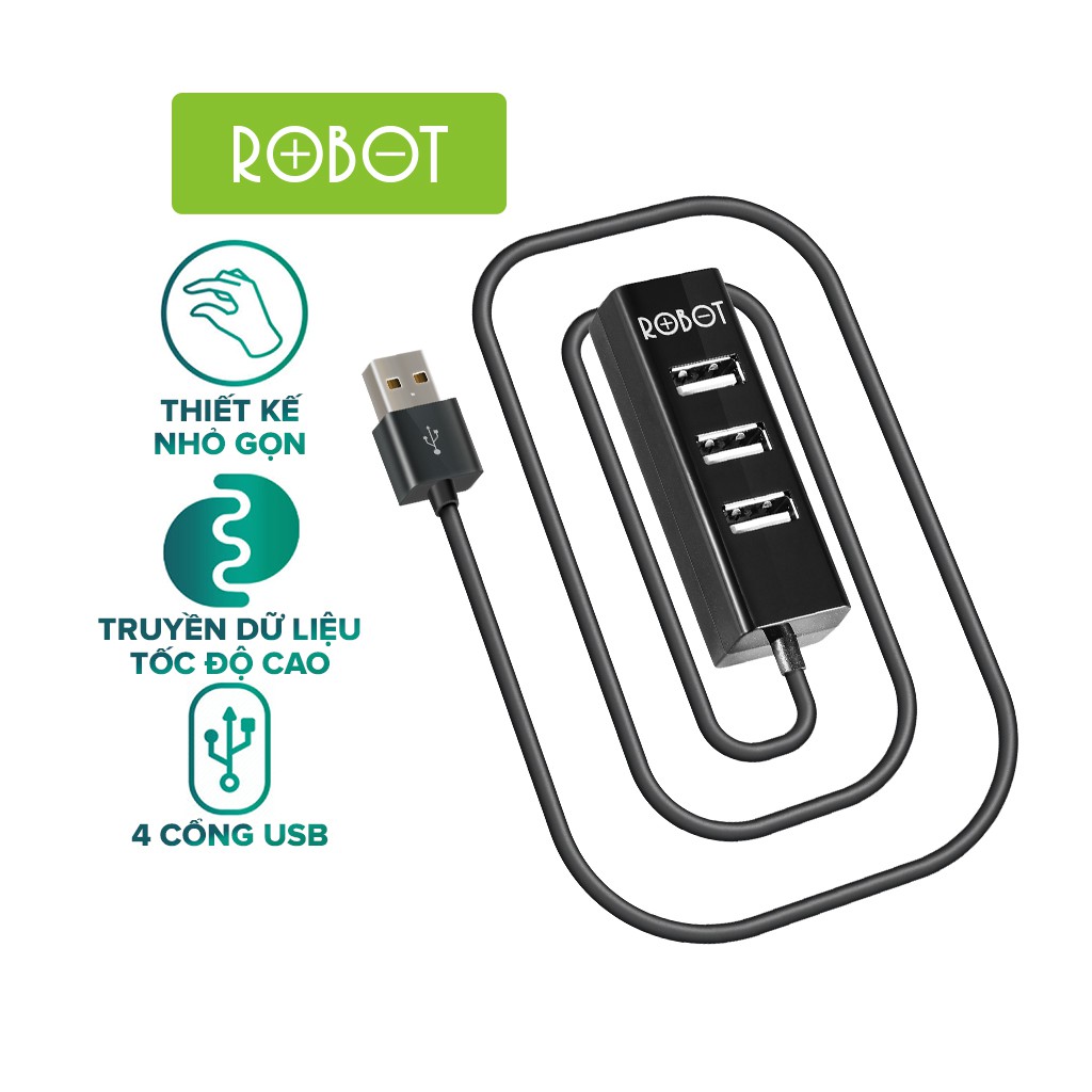 Ảnh HUB Chuyển Đổi Chia Cổng USB ROBOT H140-80 Mở Rộng 4 Cổng USB 2.0 Dây Nối Dài 80 Cm 1