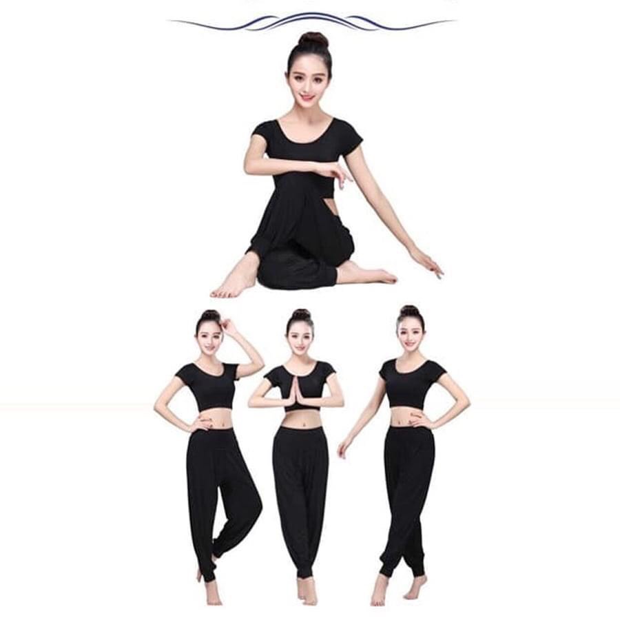 Bộ alibaba tập yoga , tập zumba, tập múa chất thun coton co giãn đa chiều thoáng mát