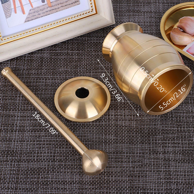 Inste Bộ Cối Chày Giã Thuốc Và Thảo Dược Bằng Đồng Nguyên Chất Dạng Cong