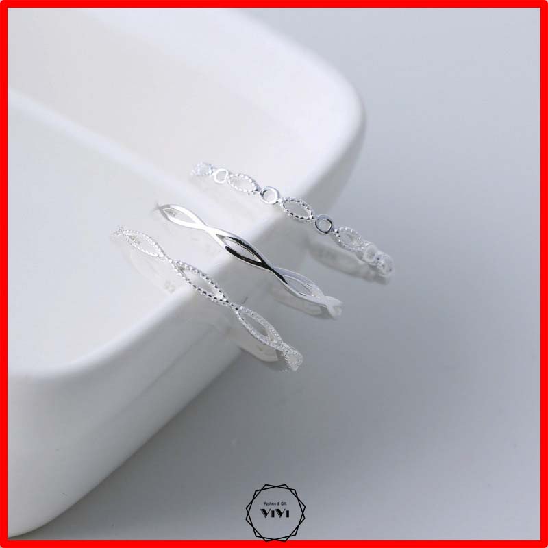 Nhẫn bạc Ý đơn giản phong cách Baroque – Nhẫn nữ nhẫn bạc cao cấp ViVi_Gift