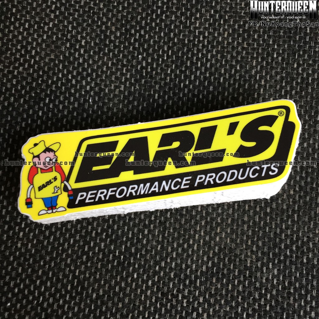EARL[9x2.6cm] decal cao cấp chống nước, sắc nét, bền màu, dính chặt. Hình dán logo trang trí mọi nơi, in theo yêu cầu