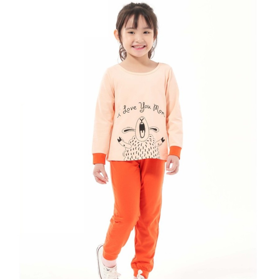 Bộ bé gái tay dài từ 1 đến 8 tuổi chất thun cotton in hình cừu dễ thương thời trang cao cấp Beddep Kid Clothes GB37