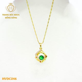 Dây Chuyền, Vòng Cổ Nữ Mặt Đính Đá, Titan Xi Mạ Vàng Non 24k Cao Cấp - Trang Sức Hava Hong Kong