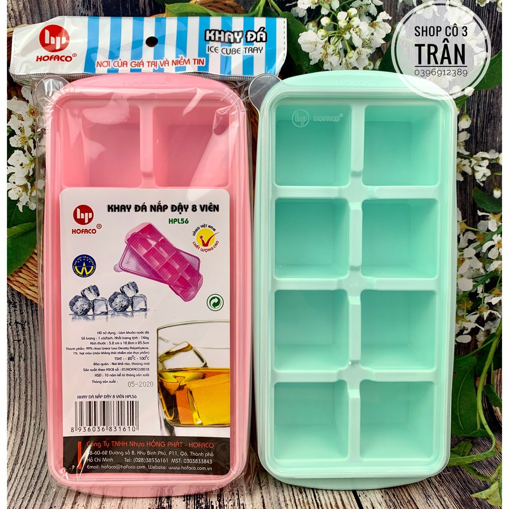 Khay làm đá có nắp AMIZIN Khay đá tủ lạnh 8 viên làm đá làm đồ ăn dặm cho bé