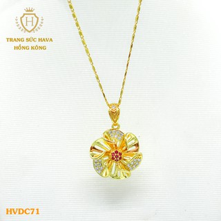 Dây Chuyền, Vòng Cổ Nữ Mặt Đính Đá Trắng Xi Mạ Vàng Non Cao Cấp - Trang Sức Hava Hong Kong