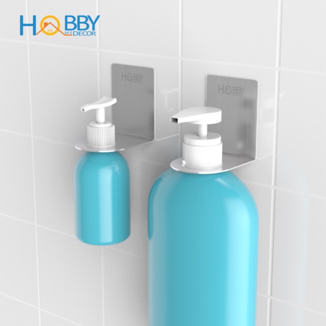Bộ 2 móc treo cổ chai nước rửa tay dầu gội inox 304 mẫu dán HOBBY Home Decor MTDG