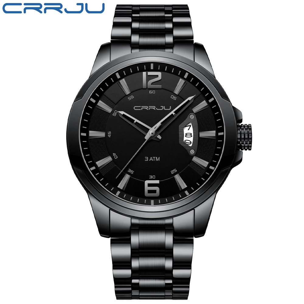 Đồng hồ đeo tay CRRJU 2191X máy thạch anh thép không gỉ thời trang thể thao chống thấm nước dành cho nam