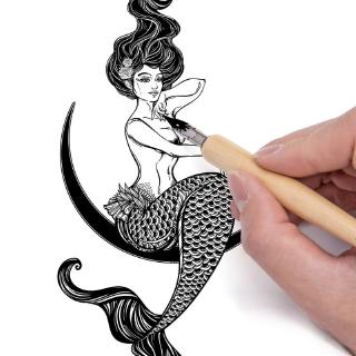 Bộ bút tay cầm gỗ và 3 ngòi vẽ truyện tranh manga dụng cụ thư pháp chuyên nghiệp với mực