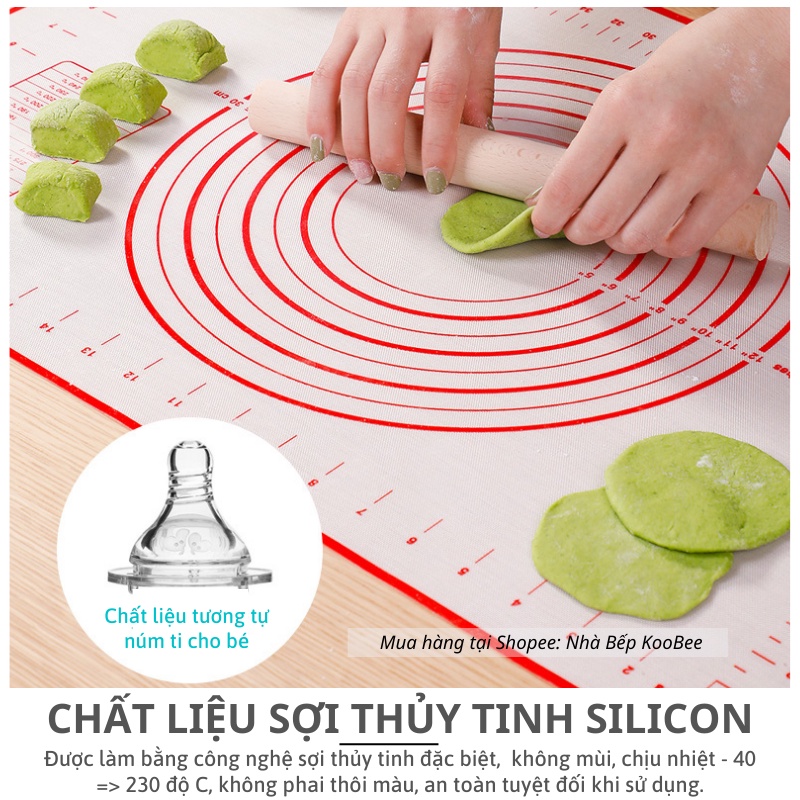 Thảm Silicon Nhào Bột Chống Dính KOOBEE – Có Vòng Tròn Và Thang Đo Kích Thước Tiện Lợi, Dễ Căn Bột Chuẩn (PKB21)