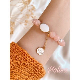 Vòng tay nữ handmade đá màu nude nữ tính - charm đám mây