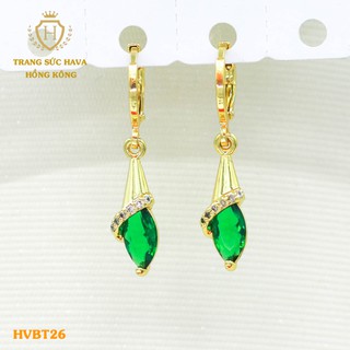 Bông Tai, Khuyên Tai Nữ Dáng Dài Xi Mạ Vàng Non Cao Cấp - Trang Sức Hava Hong Kong - HVBT126