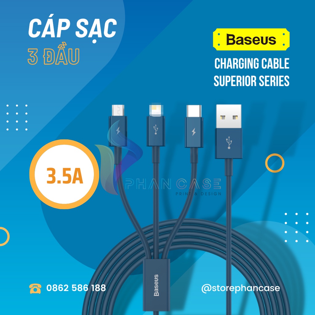 Baseus Accessori Marca Modello Multikabel Rapid USB-C 3W1 Micro USB/ Lightning/USB-C, 20 W, 150 cm Nero