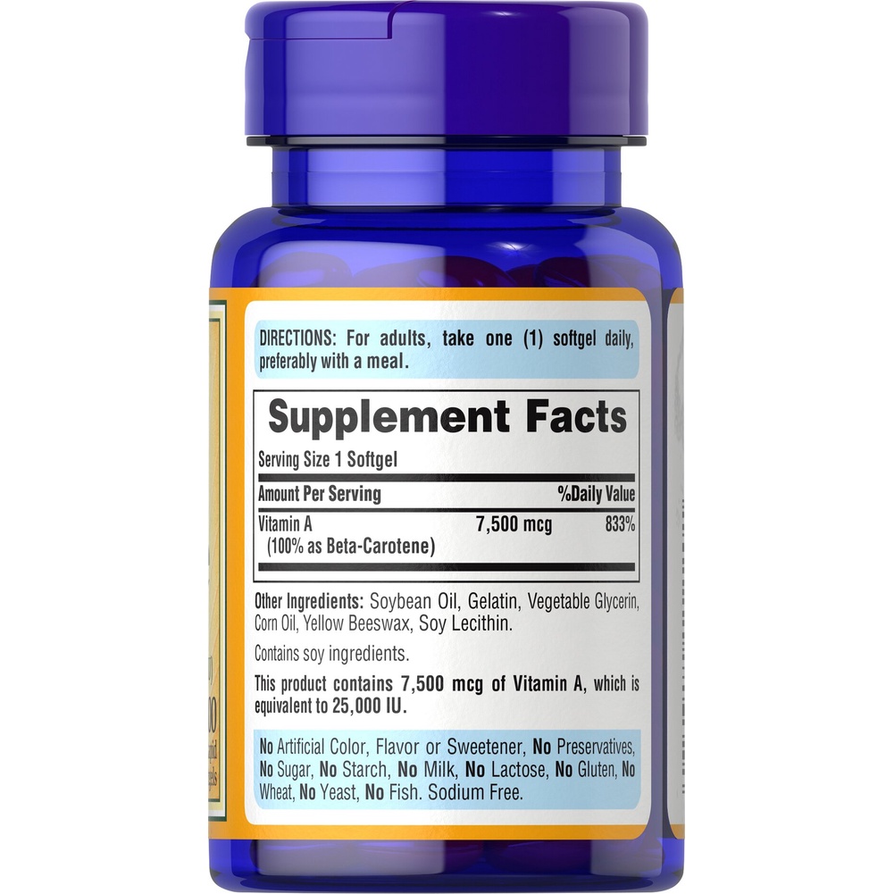 Ảnh Viên uống bổ mắt, tăng cường thị lực purritan’s pride vitamin A beta caroten 100v 2