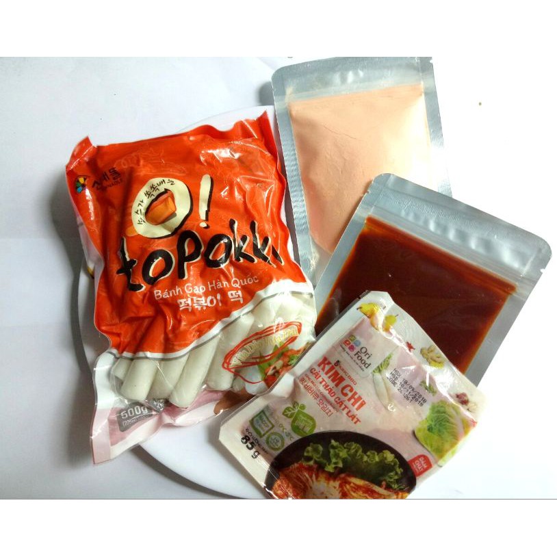 500g bánh gạo +sốt+kim chi+ bột phô mai