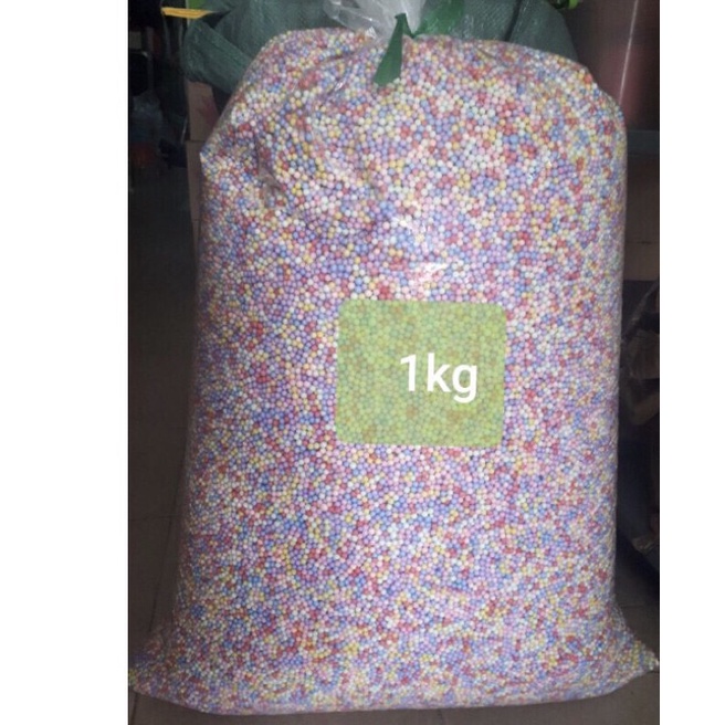 1kg Hạt xốp mix màu bỏ hộp quà,làm smile,trang trí,xốp màu cực nhiều
