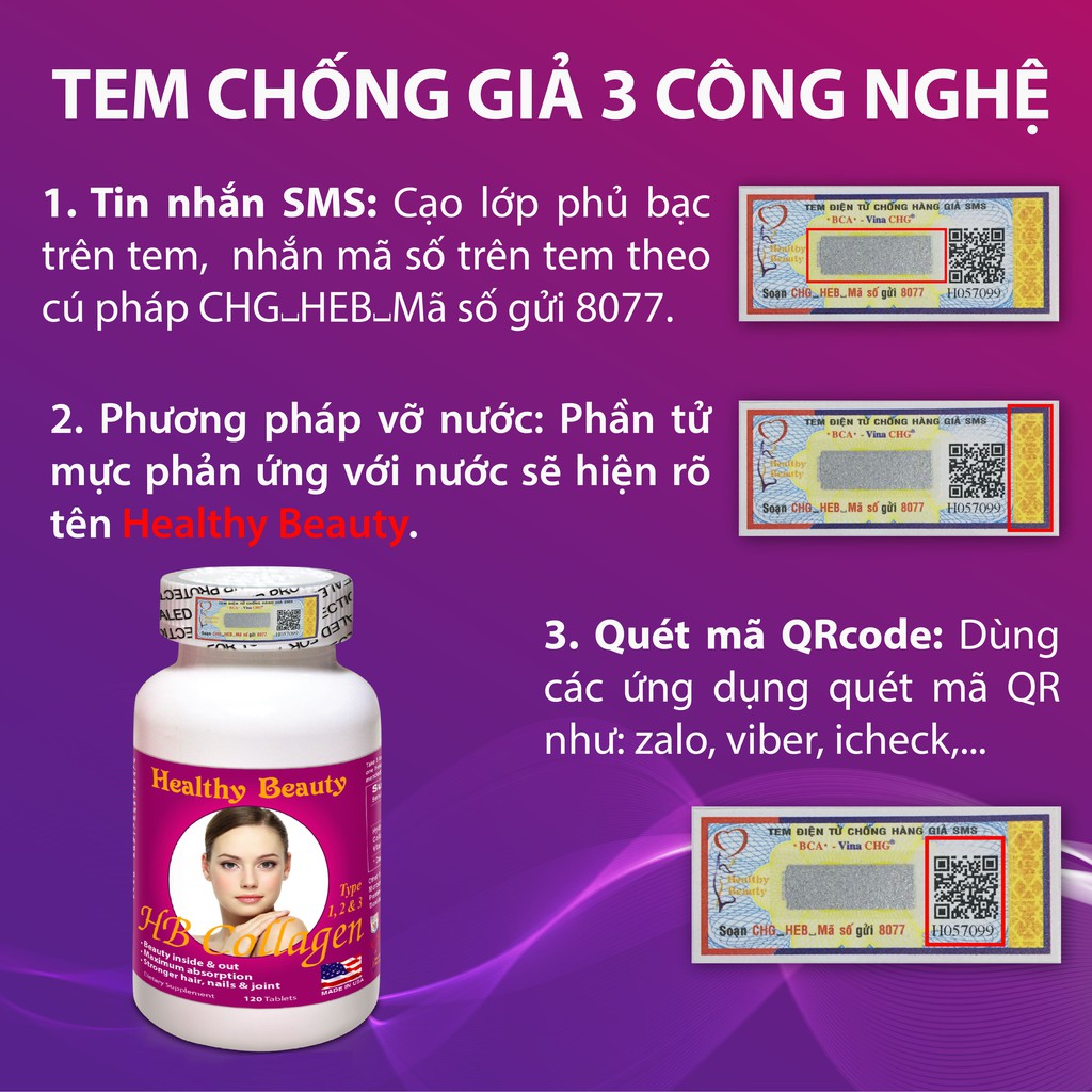 Ảnh Viên Uống HB Collagen Type 1,2&3 Healthy Beauty 120 Viên 2