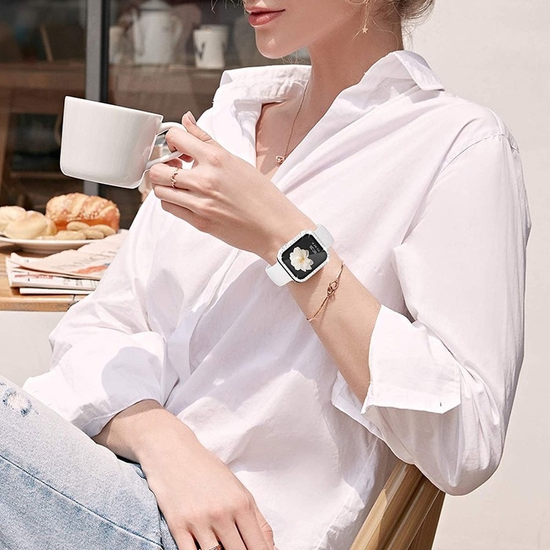 Ốp Bảo Vệ Ốp Lưng Kim Cương Cho Apple Watch 46MM 41MM 45MM 44MM 40MM 42MM 38MM Series 10 9 8 7 6 5 4 3 2