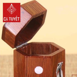Lọ Đựng Tăm Gỗ Hương khảm Trai - Cô Gái Việt Nam ( Hàng cao cấp )