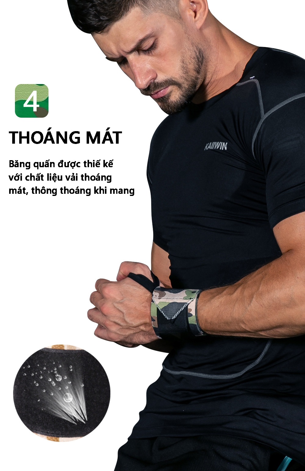 Mô tả Băng Quấn Bảo Vệ Cổ Tay Hàng Chính Hãng Băng Quấn Thể Thao Tập Gym Chất Liệu Polyester Chắc Chắn Cleacco Camo Boro Sport - 6