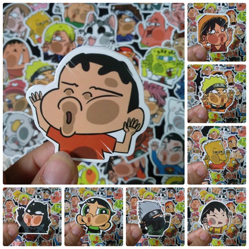sticker ép mặt vào kính 60 ảnh ép lụa decal bóc dán/ hình dán ép mặt ...