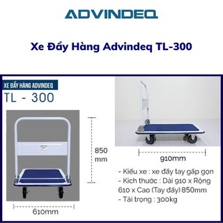 Xe đẩy hàng gấp gọn Advindeq TL-300, tải trọng 300kg, dễ dàng di chuyển, sàn thép chắc chắn dày 1mm