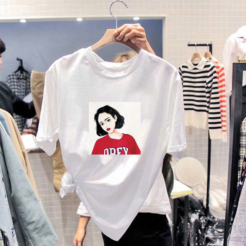 Ảnh Áo Thun Cotton Cổ Thuyền In Họa Tiết Hoạt Hình Thời Trang 2021 Cho Nữ 2