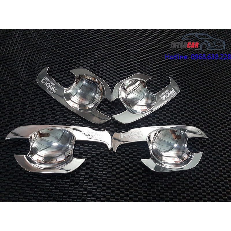 Ốp tay cửa xe Toyota Innova 2010- 2023, ốp hõm cửa Innova, MẪU nhựa MẠ CROM ABS sáng bóng