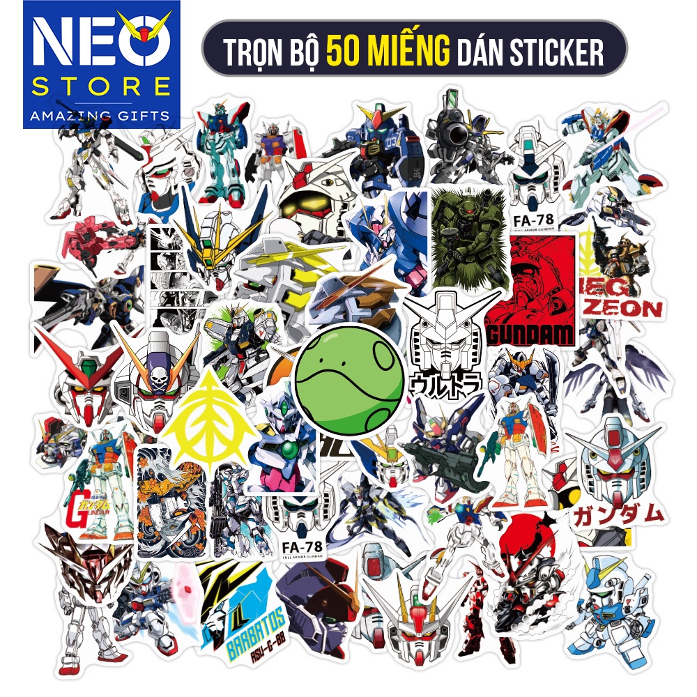 [TRỌN BỘ 50 HÌNH] Miếng dán Sticker Anime Gundam (Gunpla) - In rõ ràng ...