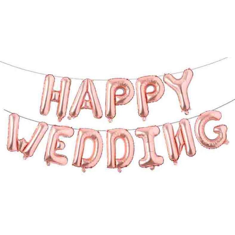 Bóng Chữ Happy Wedding Trang Trí Phòng Cưới Chính Hãng Dày Loại 1 - K66