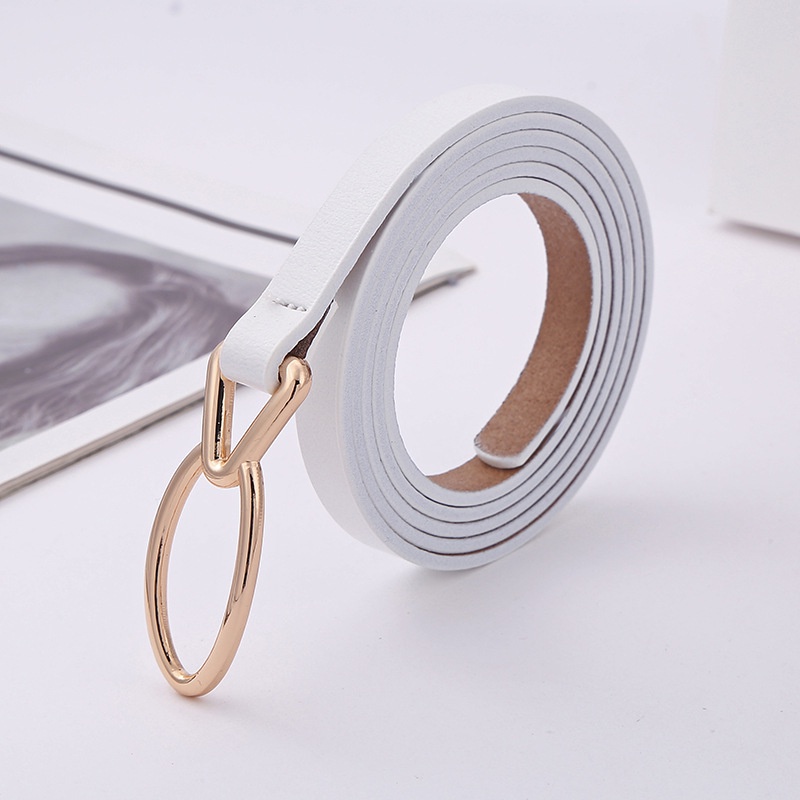 Thắt lưng, dây nịt nữ, bản nhỏ, da thật, khóa thắt không dùng lỗ, hình oval W20
