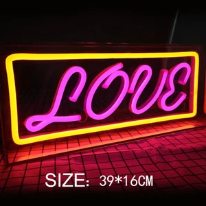 Bảng Đèn Trang Trí Led Neon Sign LOVE kích thước 39x16 cm