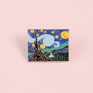 Ghim Cài Áo Họa Tiết Tranh Sơn Dầu Vincent Van Gogh Thời Trang
