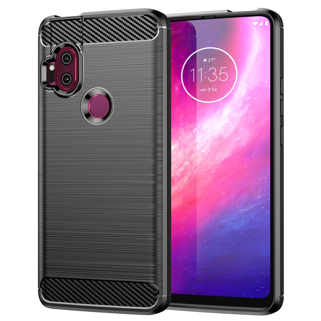 Sợi Carbon Chải Sọc Motorola Moto One Hyper Silicone Mềm tpu Vỏ Điện Thoại Chống Sốc Vỏ Bảo Vệ