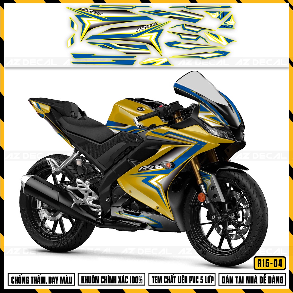 Tem Rời Dán Xe R15 V3 Màu Đỏ, Vàng, Đen, Xanh, Xám | R15V304 | Decal ...