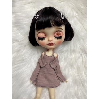 Set đầm dây kèm áo khoát size blythe,xinyi