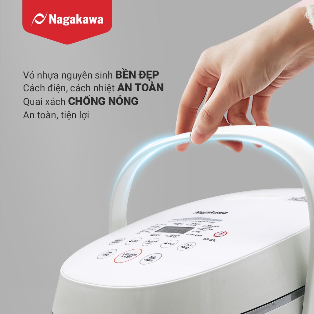 Mô tả Nồi cơm điện cảm ứng Nagakawa NAG0136 (1.2L - 500W) - Tích hợp 11 chương trình nấu - Bảo hành 12 tháng - Trắng Đen - 2