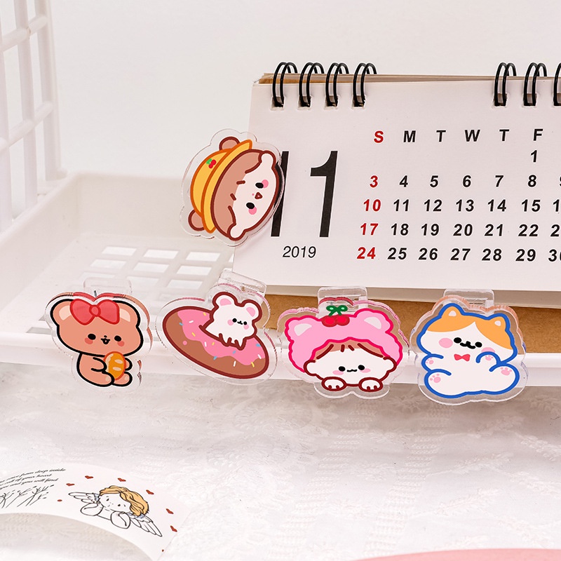 3 Kẹp Nhựa Trong Suốt Kèm Hình